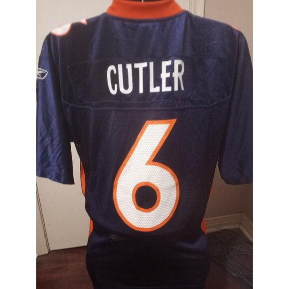 NFL Denver Broncos Jersey Mens Medium M Blue Orange Reebok Logo Jay Cutler #6 - Picture 6 of 11